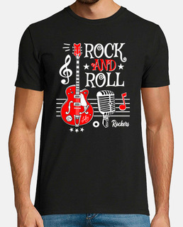 t-shirt rock guitare rock and roll microphone vintage rockabilly musique Rocker