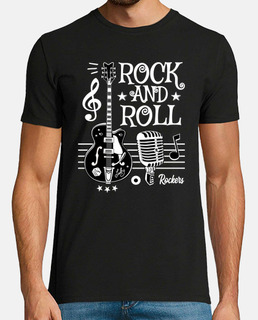 t-shirt rock guitare rockabilly musique microphone Rocker rock and roll des années 1950 60s 70s