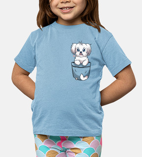 tascabile simpatico cane maltese - maglietta per bambini