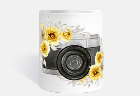 Taza cámara amarilla