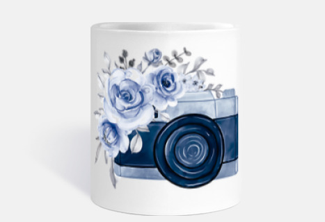 Taza cámara azul