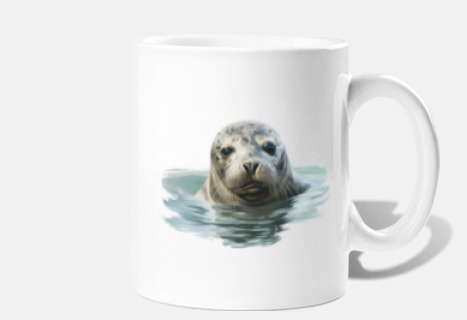 taza personalizable protección bebé foca en el mar