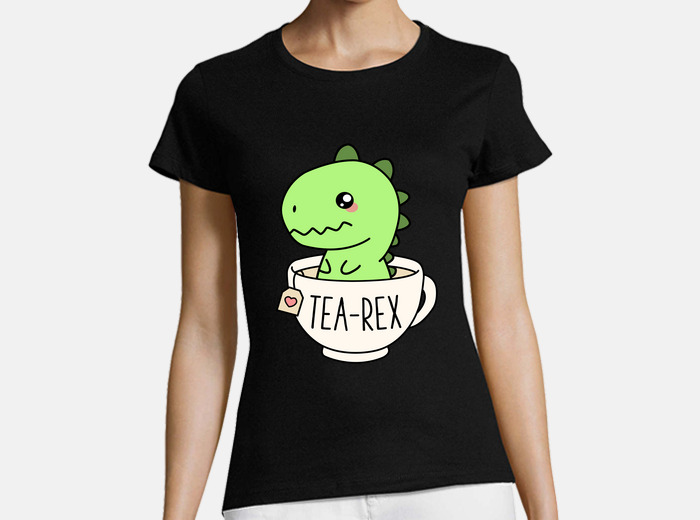 Tea-Rex Cute T-Rex Dinosaur Kawaii Funny Dino Pun Art Print by MintedFresh