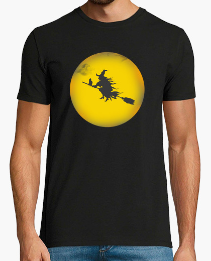 Tee-shirt Halloween Sorciere Chat Lune