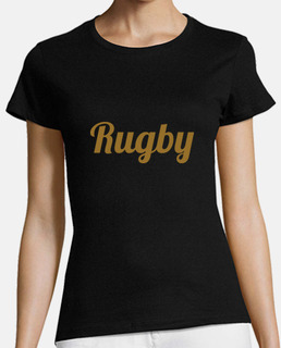 tee shirt donna, nera, rugby