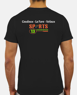 Tee shirt homme, sport léger, noir logos et Coudoux Velaux La Fare