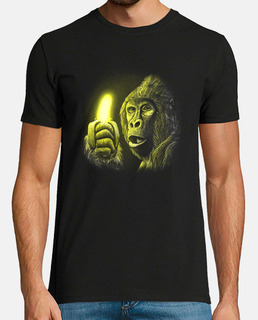 tee shirt homme techno parade singe gorille avec une banane lumineuse