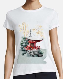 temple japonais et bambou doré