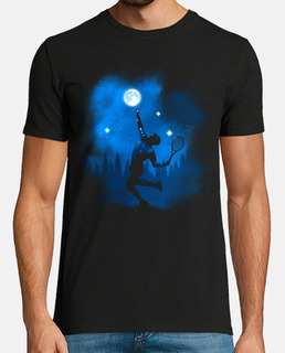 tennis player playing with the moon