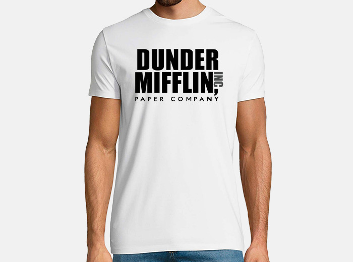 The Office Dunder Mifflin - Camiseta de béisbol raglán reciclada, Negro, S
