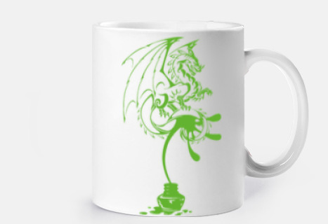 Tinta derramada forma Dragon en verde