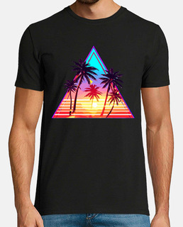 triangle de plage de palmiers vaporwave