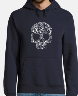 tribal tattoo style gothic skull mens hoodie