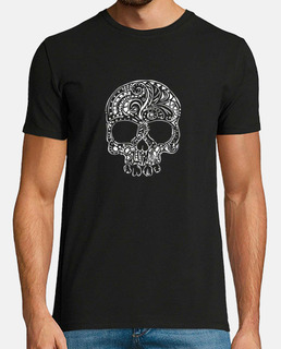tribal tattoo style gothic skull mens t-shirt