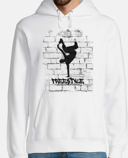 uomo, felpa con cappuccio, bianco, stile libero
