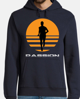 uomo, felpa con cappuccio, blu navy, marathon