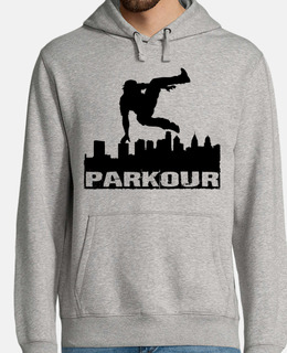 uomo, felpa con cappuccio, grigio melange, parkour