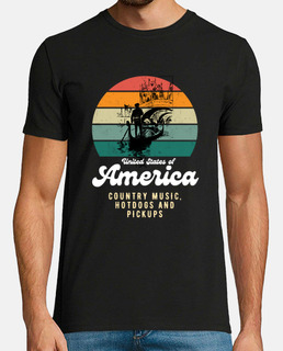 US America country music hotdogs pickups funny text retro sunset
