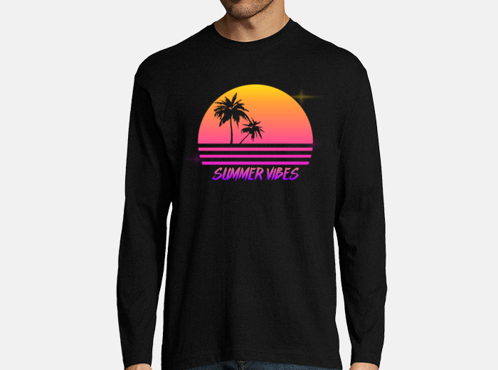 Camiseta Vibraciones De Verano Estilo Retro Puesta De Sol Synth