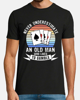 vieil homme qui aime jouer au poker drô