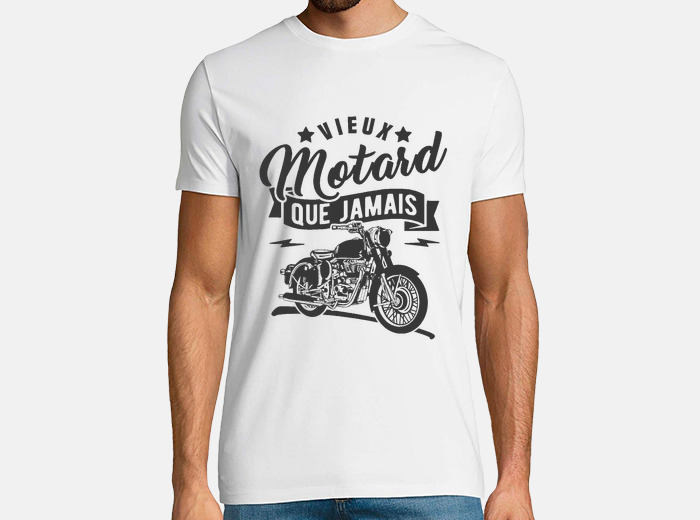 T-shirt homme col V Vieux motard que jamais
