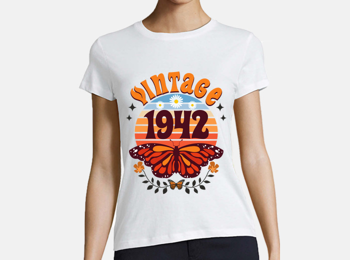 T-shirt vintage 1942 donna 80 anni compleanno