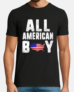 Vintage All American Boy 4th of July USA Flag Map American Independence Fireworks Celebration Day Gi