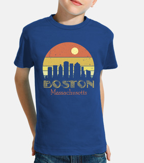 Vintage Boston City at Sunset