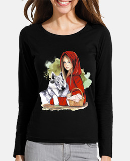 woman, long sleeve, red riding hood and the wolf