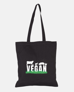 women&#39;s bag, tote bag, vegan animals are my friends, healthy life so vegan food