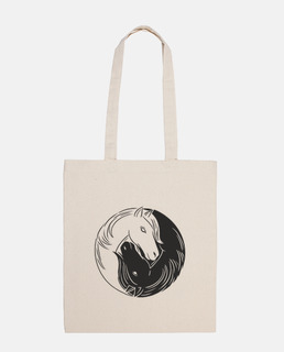 women&#39;s handbag, tote bag, yoga meditation, ying yang white horse black horse, ch