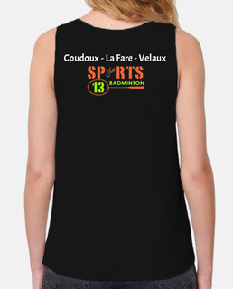 women&#39;s t-shirt with ample straps and loose fit, black logos and elbow patches velaux la fare