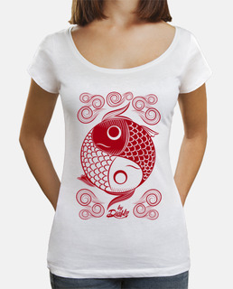 YIN YANG, MUJER ESCOTE, BLANCO