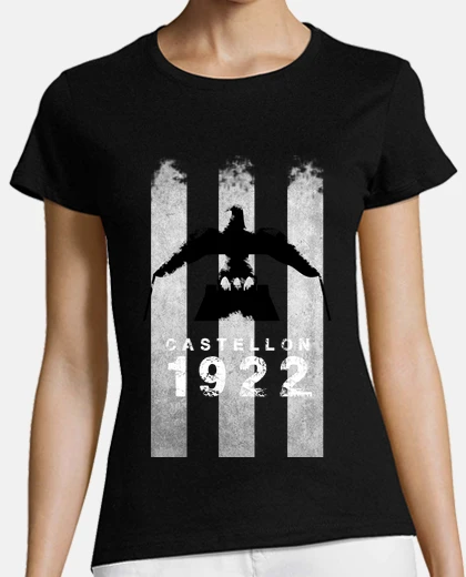 Playera  CASTELLON 1922. Mujer, manga corta, negra, calidad premium 