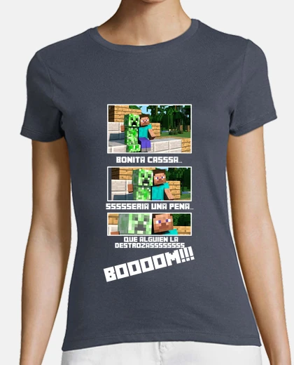 Playera -Creeper Minecraft- Chica Gris