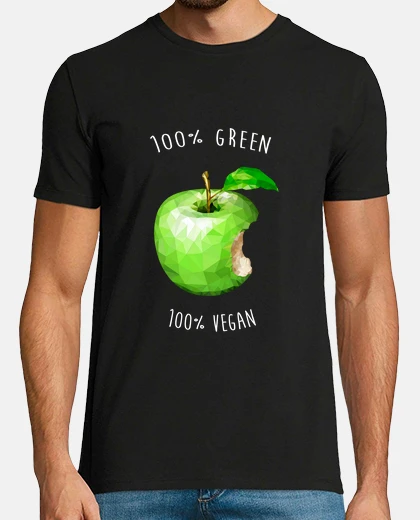 Tee-shirt 100 vert 100 végétalien (lettres blanches)