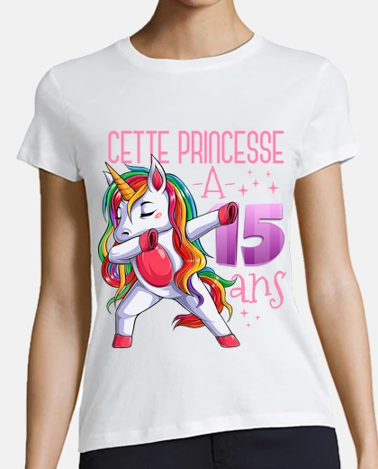 Tee-shirt 15 Ans Cadeau Anniversaire Fille Licorn