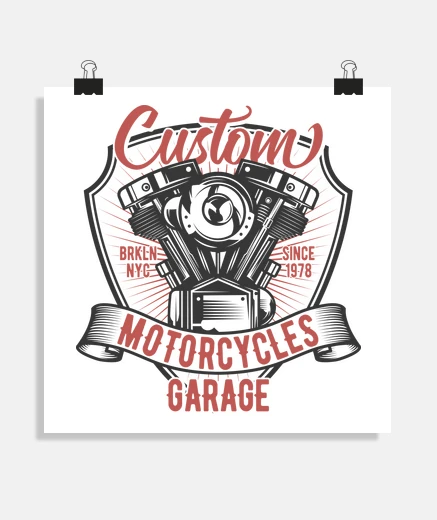 Poster 1978 biker motorcycle garage custom motor bikers retro poster