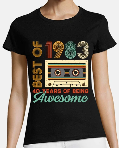 Tee-shirt 1983 awesome vintage cassette audio né le 