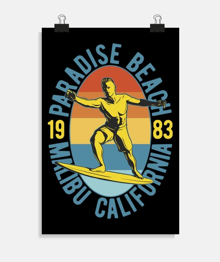 Poster 1983 surf vintage surf vintage california usa surf vintage