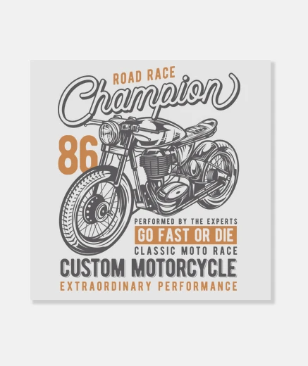 Wall 1986 custom motorcycle retro bikers motor vintage 80s road race champion canvas