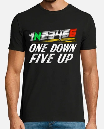 Camiseta 1n23456 one down five up marchas moto. laTostadora