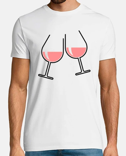T-shirt 2 bicchieri da vino rosato - a forma di