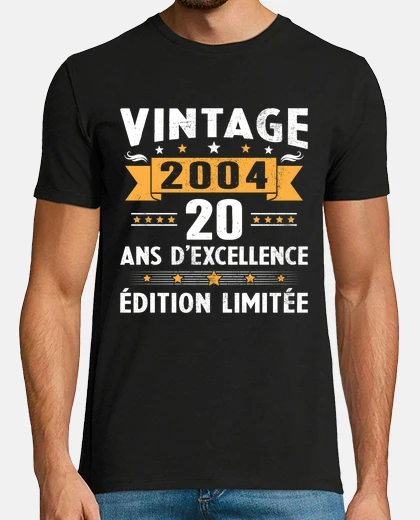 Tee-shirt 20 Ans 2004 Vintage Anniversaire