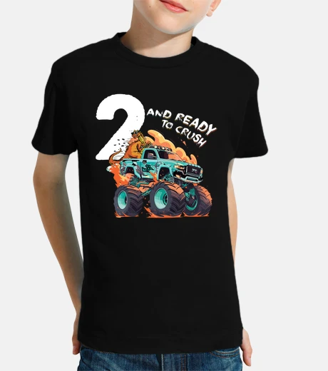Kids Kids 2nd Birthday Monster Truck Tshirt 2 -I'm Ready To Crush Kids Kids 2nd Birthday Monster Truck Tshirt 2 -I'm Ready To Crush