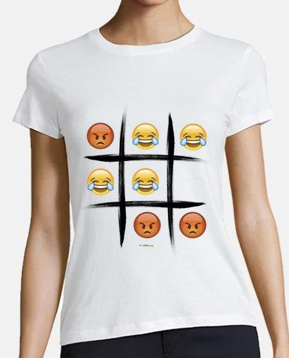 Playera 3 en raya emoji edition chica
