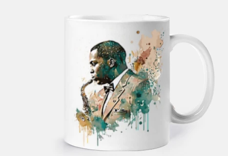 30s jazz saxophone player customizable tea coffee cup