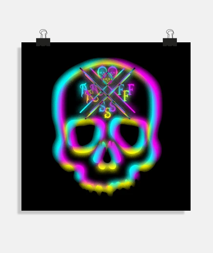 Poster 3d skull neon
