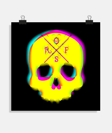 Poster 3d vintage skull