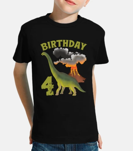 Kids 4 Years old Birthday Boy Dino Volcano